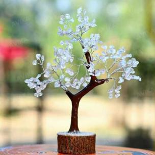 Avika Natural Energized Clear Quartz M Seal Crystal Tree (200 Dana) Silver