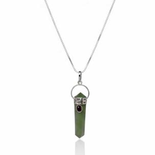 Avika Green Aventurine with Garnet Double Point Pendant