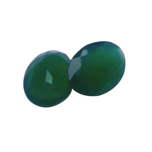 Avika Natural Green Onyx Diamond Double Cut Ring Stone Set of 2 Pc.