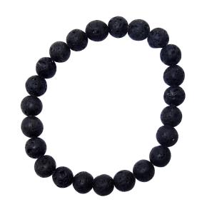 Avika Natural Lava 8 mm Bead Stone Bracelet Color: Black, For Unisex