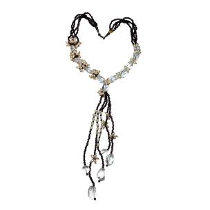 Pearl, Ruby & Clear Quartz Necklace