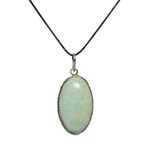 Avika Natural Amazonite Oval Cabochon Pendant