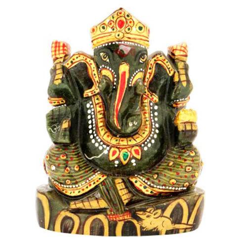 Avika Dark Green Aventurine Showpiece Ganesha