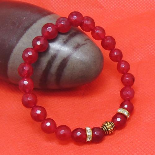 Avika Heat Processed Ruby 8 mm Bead Bracelet Designer 3 Color: Red, For Unisex