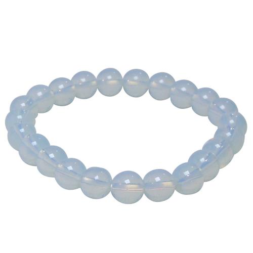 Avika Natural Dyed Opalite 8 mm Bead Stone Bracelet Color: White, For Unisex