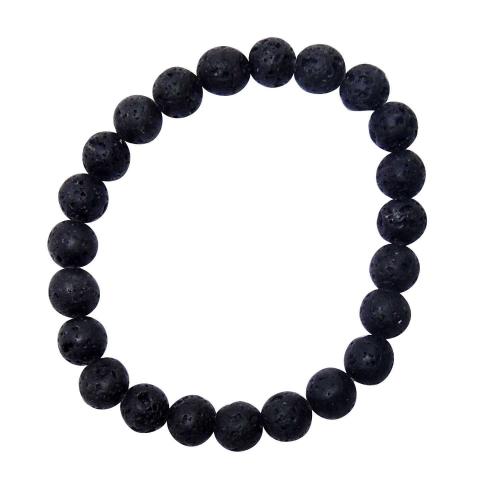 Avika Natural Lava 8 mm Bead Stone Bracelet Color: Black, For Unisex