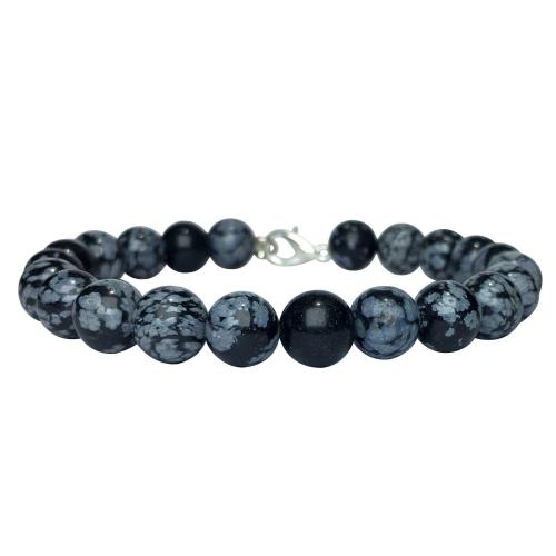 Avika Natural Snowflake Obsidian Beads Bracelet with Hook (Pack of 1Pc)
